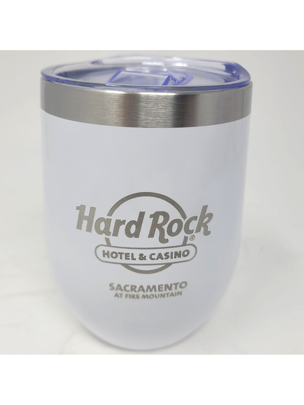Hard Rock Hotel Casino Sacramento Fire Mountain Stainless Wine Tumbler Lid White
